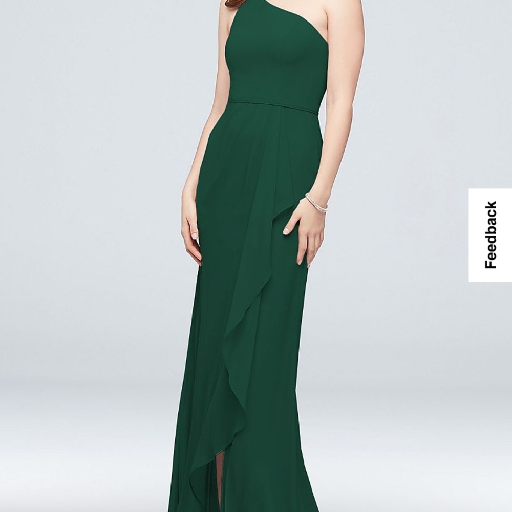 Davids bridal F20011 one shoulder chiffon bridesmaids dress